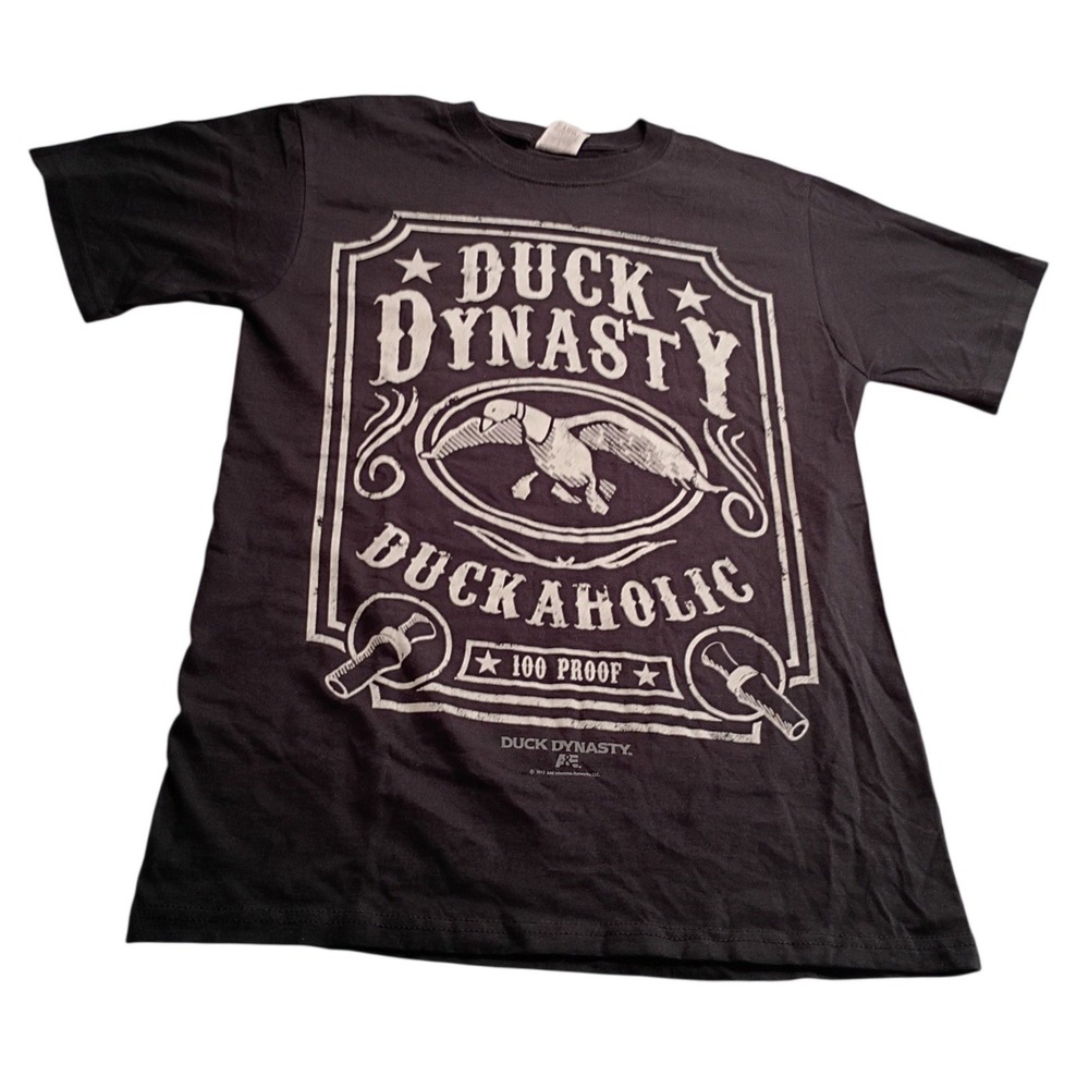 Duck Dynasty Duckaholic 100 Proof Graphic T-Shirt Men's Small Black A&E Cotton